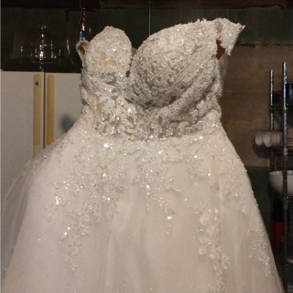 Stunning Ivory Sequin Wedding Dress - Picture 14 of 16
